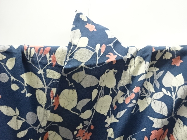  草花模様単衣小紋着物